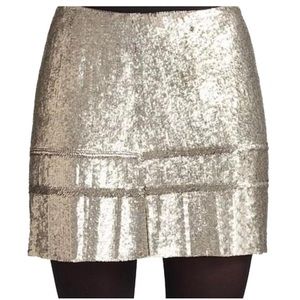 Theory Silver Sequin Mini Skirt